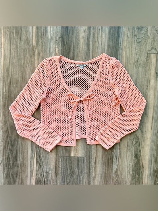American Eagle Outfitters Sweaters - American Eagle Tangerine Open-Weave Tie-Front Cardigan Size S